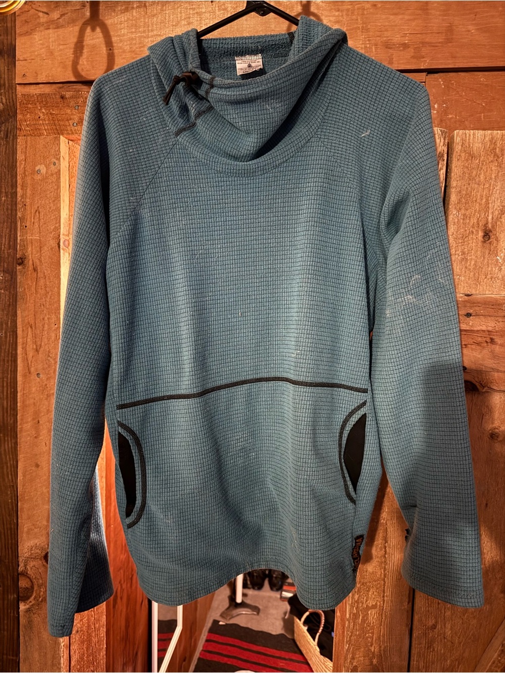 Melanzana Men's Grid Hoodie in Teal Blue